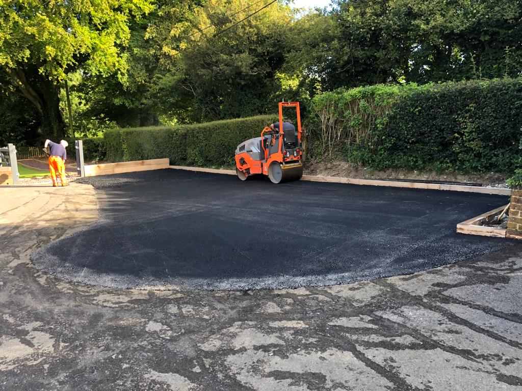 This is a photo of a bitumen driveway which is in the process of being installed by Coburg Road Tech